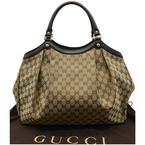 GUCCI Sukey Large GG Canvas Tote Bag Black 211943